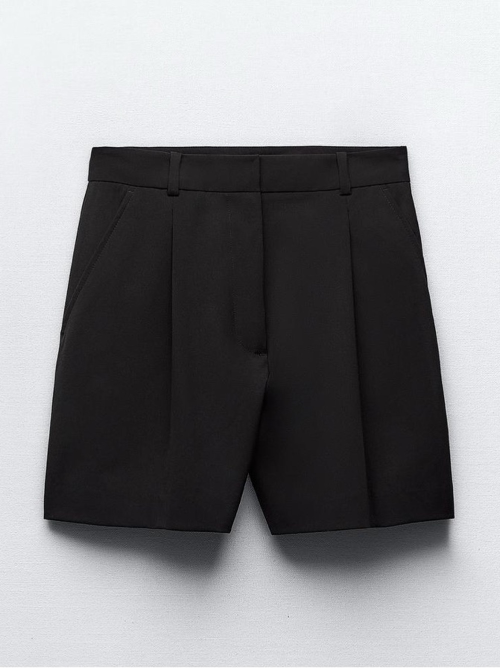 Zara Black High-Waist Tailored Shorts
